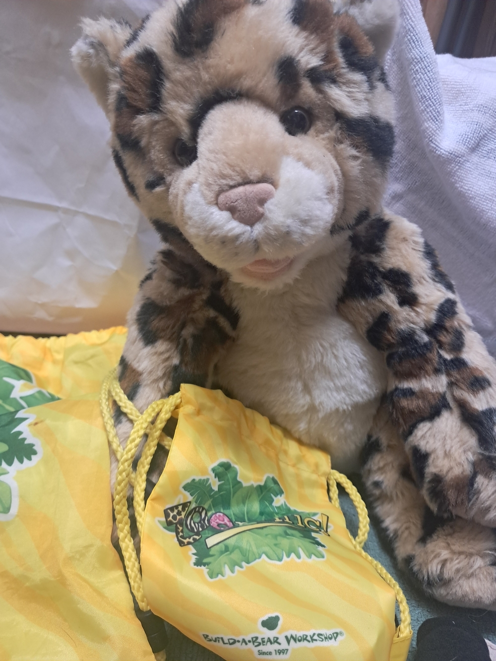 Build-A-Bear Tan and Black Leopard Print Plush with Logo Tag